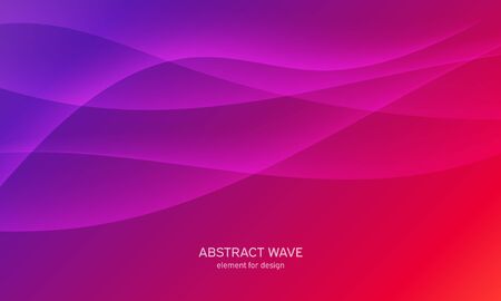 Abstract wave element for design. Pink. Digital frequency track equalizer. Stylized line art background. Colorful shiny wave with lines created using blend tool. Curved wavy line, smooth stripe Vector illustrationのイラスト素材