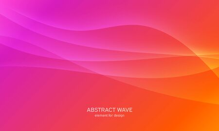 Abstract wave element for design. Pink. Digital frequency track equalizer. Stylized line art background. Colorful shiny wave with lines created using blend tool. Curved wavy line, smooth stripe Vector illustrationのイラスト素材