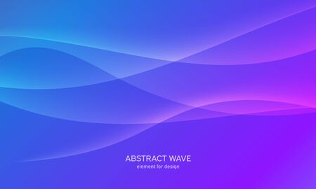 Abstract wave element for design. Digital frequency track equalizer. Stylized line art background. Colorful shiny wave with lines created using blend tool.Curved wavy line, smooth stripe Vector Purple.のイラスト素材
