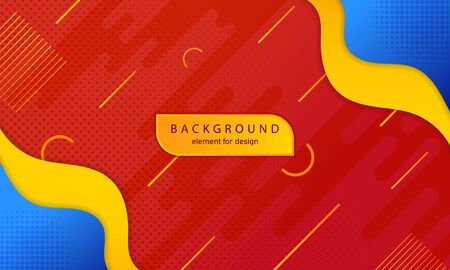 Minimal geometric abstract background. Bright design texture. Dynamic shapes composition. Yellow, Red and Blue. Vector illustrationのイラスト素材
