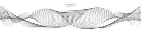 Abstract wave element for design. Digital frequency track equalizer. Stylized line art background. Vector illustration. Wave with lines created using blend tool. Curved wavy line, smooth stripeのイラスト素材