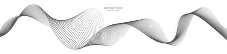 Abstract wave element for design. Digital frequency track equalizer. Stylized line art background. Vector illustration. Wave with lines created using blend tool. Curved wavy line, smooth stripeのイラスト素材