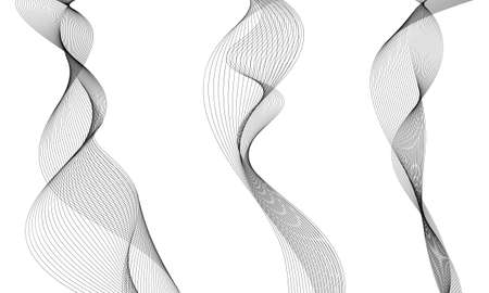 Abstract wave element for design. Digital frequency track equalizer. Stylized line art background. Vector illustration. Wave with lines created using blend tool.のイラスト素材