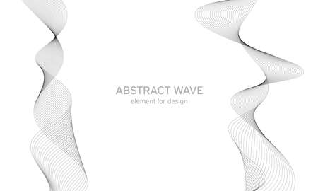 Abstract wave element for design. Digital frequency track equalizer. Stylized line art background. Vector illustration. Wave with lines created using blend tool.のイラスト素材