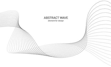 Abstract wave element for design. Digital frequency track equalizer. Stylized line art background. Vector illustration. Wave with lines created using blend tool.のイラスト素材