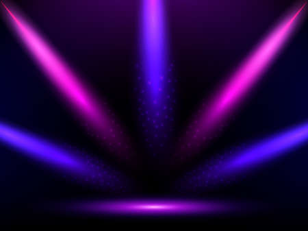 Stage with colorful lights. Background. Podium, road, pedestal or platform illuminated by spotlights. Vector. EPS10.のイラスト素材