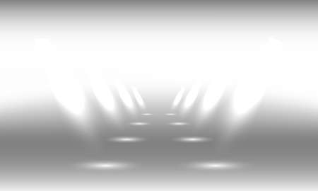 Podium, pedestal or platform illuminated by spotlights on grey background. Stage with scenic lights. Photography studio background. Vector illustration.のイラスト素材