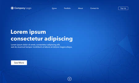 Landing Page asbtract background website. Connection structure. Template for websites, or apps. Low poly, Molecule And Communication. Modern design. Abstract vector styleのイラスト素材