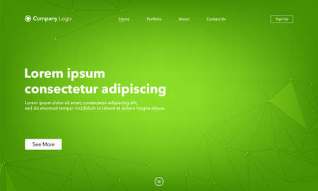 Landing Page asbtract background website. Connection structure. Template for websites, or apps. Low poly, Molecule And Communication. Modern design. Abstract vector styleのイラスト素材