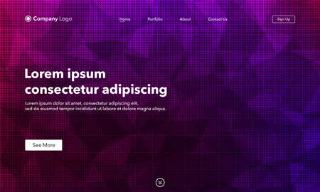 Landing Page asbtract background website. Template for websites, or apps. Low poly. Modern design. Abstract vector style. Polygonal texture. Dots and linesのイラスト素材