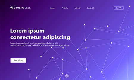 Landing Page asbtract background website. Connection structure. Template for websites, or apps. Low poly, Molecule And Communication. Modern design. Abstract vector styleのイラスト素材