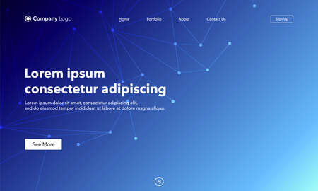 Landing Page asbtract background website. Connection structure. Template for websites, or apps. Low poly, Molecule And Communication. Modern design. Abstract vector styleのイラスト素材