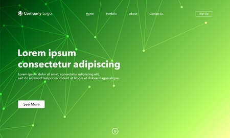 Landing Page asbtract background website. Connection structure. Template for websites, or apps. Low poly, Molecule And Communication. Modern design. Abstract vector styleのイラスト素材