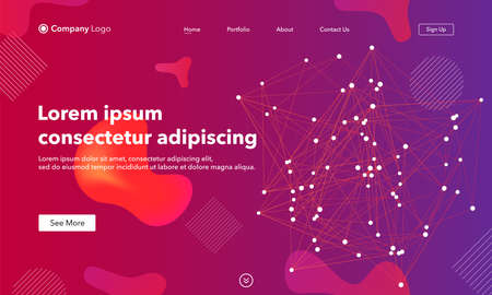 Landing Page asbtract background website. Connection structure. Template for websites, or apps. Low poly, Molecule And Communication. Modern design. Abstract vector styleのイラスト素材