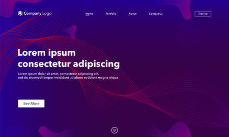 Asbtract background website Landing Page. Template for websites, or apps. Modern design.Blue. Abstract vector styleのイラスト素材