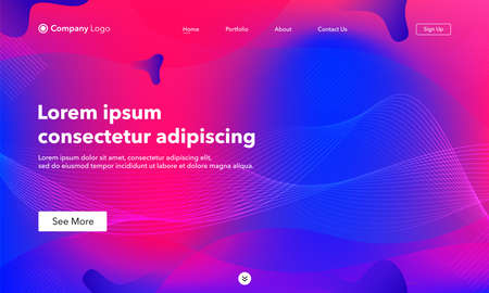 Asbtract background website Landing Page. Template for websites, or apps. Modern design.Blue. Abstract vector styleのイラスト素材