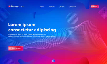 Asbtract background website Landing Page. Template for websites, or apps. Modern design.Blue. Abstract vector styleのイラスト素材