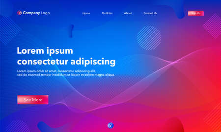 Asbtract background website Landing Page. Template for websites, or apps. Modern design.Blue. Abstract vector styleのイラスト素材