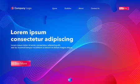 Asbtract background website Landing Page. Template for websites, or apps. Modern design.Blue. Abstract vector styleのイラスト素材