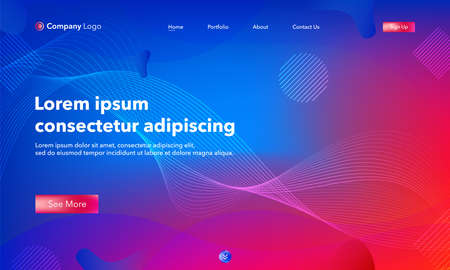 Asbtract background website Landing Page. Template for websites, or apps. Modern design.Blue. Abstract vector styleのイラスト素材