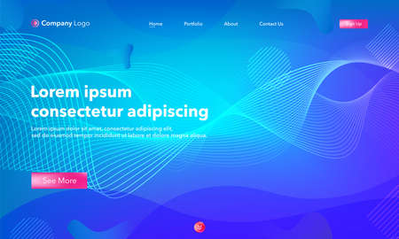 Asbtract background website Landing Page. Template for websites, or apps. Modern design.Blue. Abstract vector styleのイラスト素材