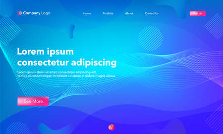 Asbtract background website Landing Page. Template for websites, or apps. Modern design.Blue. Abstract vector styleのイラスト素材