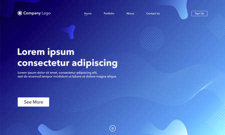 Asbtract background website Landing Page. Template for websites, or apps. Modern design.Blue. Abstract vector styleのイラスト素材