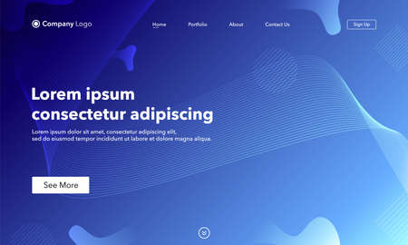 Asbtract background website Landing Page. Template for websites, or apps. Modern design.Blue. Abstract vector styleのイラスト素材