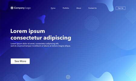 Asbtract background website Landing Page. Template for websites, or apps. Modern design.Blue. Abstract vector styleのイラスト素材