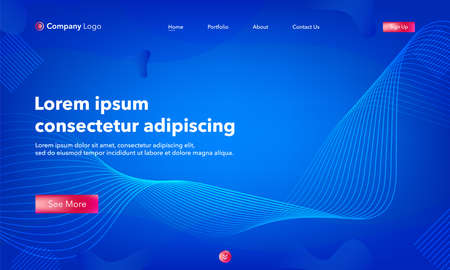 Asbtract background website Landing Page. Template for websites, or apps. Modern design.Blue. Abstract vector styleのイラスト素材