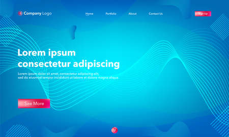 Asbtract background website Landing Page. Template for websites, or apps. Modern design.Blue. Abstract vector styleのイラスト素材
