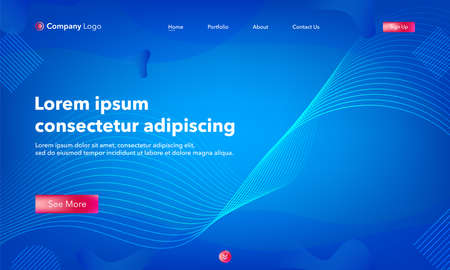 Asbtract background website Landing Page. Template for websites, or apps. Modern design.Blue. Abstract vector styleのイラスト素材