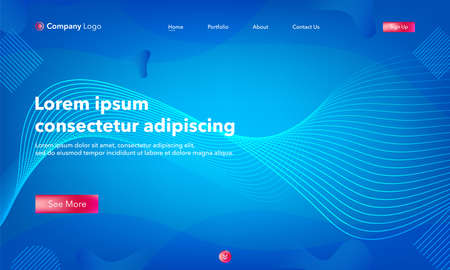 Asbtract background website Landing Page. Template for websites, or apps. Modern design.Blue. Abstract vector styleのイラスト素材