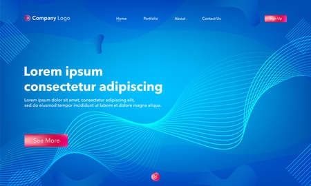 Asbtract background website Landing Page. Template for websites, or apps. Modern design.Blue. Abstract vector styleのイラスト素材