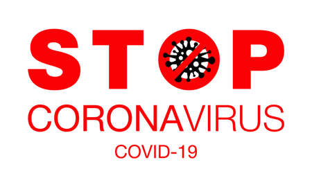 Coronavirus. Stop. Covid-19. No Infection. Dangerous Coronavirus Cell. Bacteria. Caution. Outbreak. Pandemic medical concept. Isolated Vector Icon, Illustration.のイラスト素材