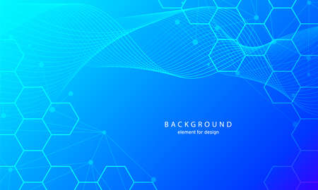 Abstract scientific molecules medical background. Medicine, science, technology, chemistry. Waves flow with a DNA molecules. Vector illustration.のイラスト素材