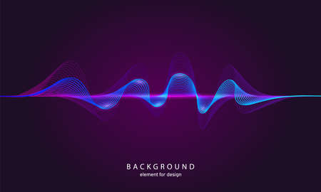 Music abstract background. Digital technology equalizer. Sound wave pattern element. Pulse. Cardiogram. Particles equalizer sound wave big data design. Dynamic light flow. Vector illustrationのイラスト素材