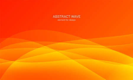 Abstract wave element for design. Orange.Digital frequency track equalizer. Stylized line art background. Colorful shiny wave with lines created using blend tool. Curved wavy line, smooth stripe Vector illustrationのイラスト素材
