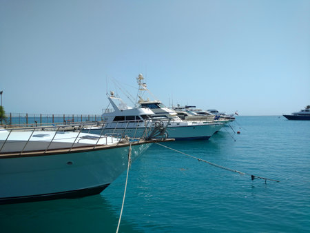 Cruise ship empty open deck. Sea view.の写真素材