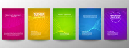 Cover geometric minimal. Set. Vector abstract line pattern for poster design. Set of templates for business brochures. Cool gradients. Graphic pattern for annual album backdropのイラスト素材