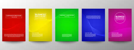 Cover geometric minimal. Set. Vector abstract line pattern for poster design. Set of templates for business brochures. Cool gradients. Graphic pattern for annual album backdropのイラスト素材