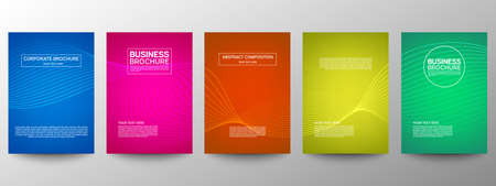 Cover geometric minimal. Set. Vector abstract line pattern for poster design. Set of templates for business brochures. Cool gradients. Graphic pattern for annual album backdropのイラスト素材