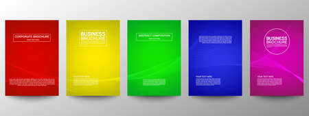 Cover geometric minimal. Set. Vector abstract line pattern for poster design. Set of templates for business brochures. Cool gradients. Graphic pattern for annual album backdropのイラスト素材