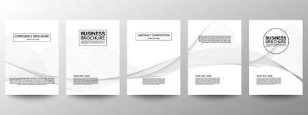 Cover geometric minimal. Set. Vector abstract line pattern for poster design. Set of templates for business brochures. Cool gradients. Graphic pattern for annual album backdropのイラスト素材