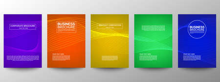 Cover geometric minimal. Set. Vector abstract line pattern for poster design. Set of templates for business brochures. Cool gradients. Graphic pattern for annual album backdropのイラスト素材