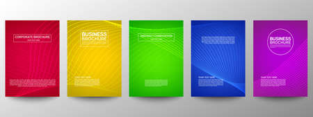 Cover geometric minimal. Set. Vector abstract line pattern for poster design. Set of templates for business brochures. Cool gradients. Graphic pattern for annual album backdropのイラスト素材