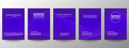 Cover geometric minimal. Set. Vector abstract line pattern for poster design. Set of templates for business brochures. Cool gradients. Graphic pattern for annual album backdropのイラスト素材