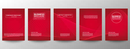 Cover geometric minimal. Set. Vector abstract line pattern for poster design. Set of templates for business brochures. Cool gradients. Graphic pattern for annual album backdropのイラスト素材