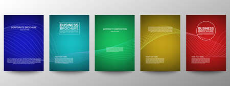 Cover geometric minimal. Set. Vector abstract line pattern for poster design. Set of templates for business brochures. Cool gradients. Graphic pattern for annual album backdropのイラスト素材