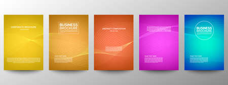 Cover geometric minimal. Set. Vector abstract line pattern for poster design. Set of templates for business brochures. Cool gradients. Graphic pattern for annual album backdropのイラスト素材